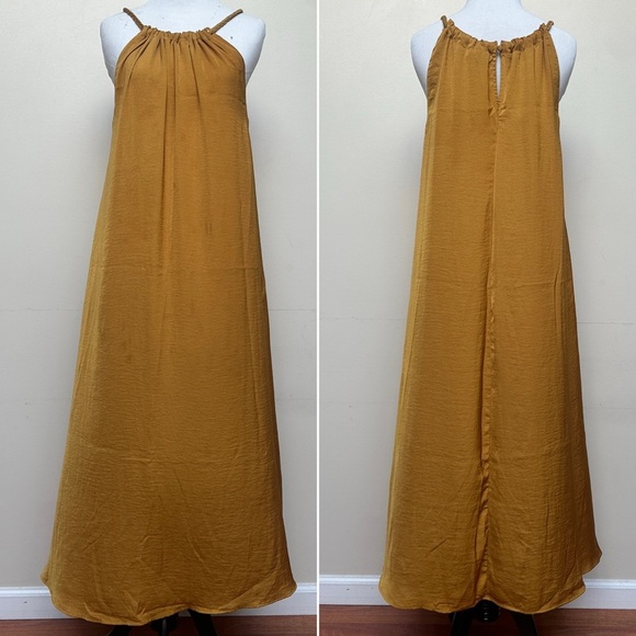 Rachel Zoe Golden Mustard Braided Halter Top Maxi Dress Size Small - Picture 2 of 8